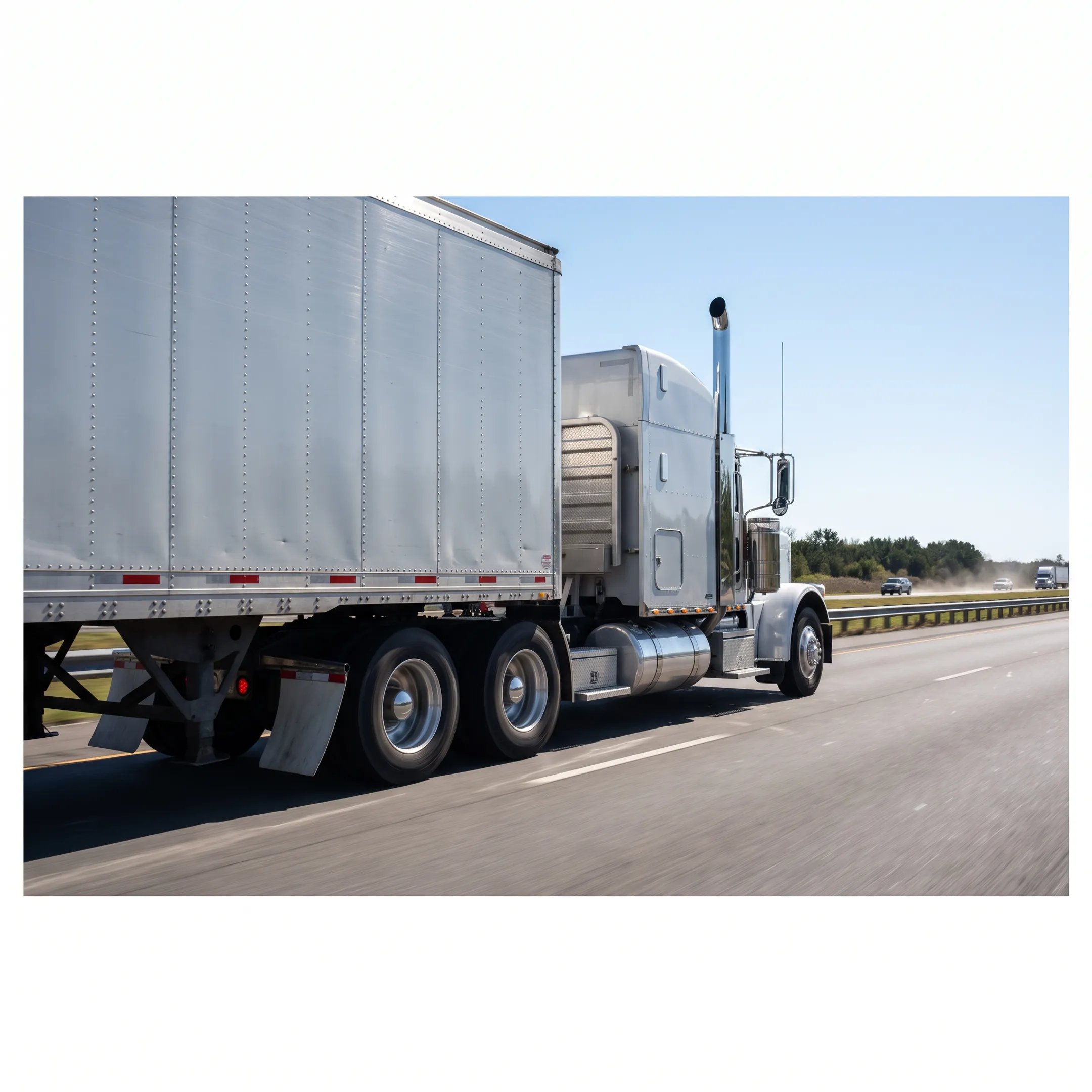 Commercial semi truck driving on highway representing trucking workers compensation insurance