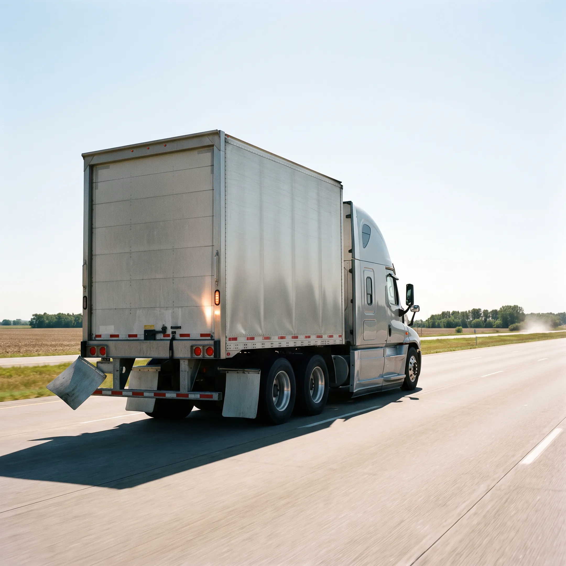 Commercial semi truck driving on a highway in Minnesota during clear weather
