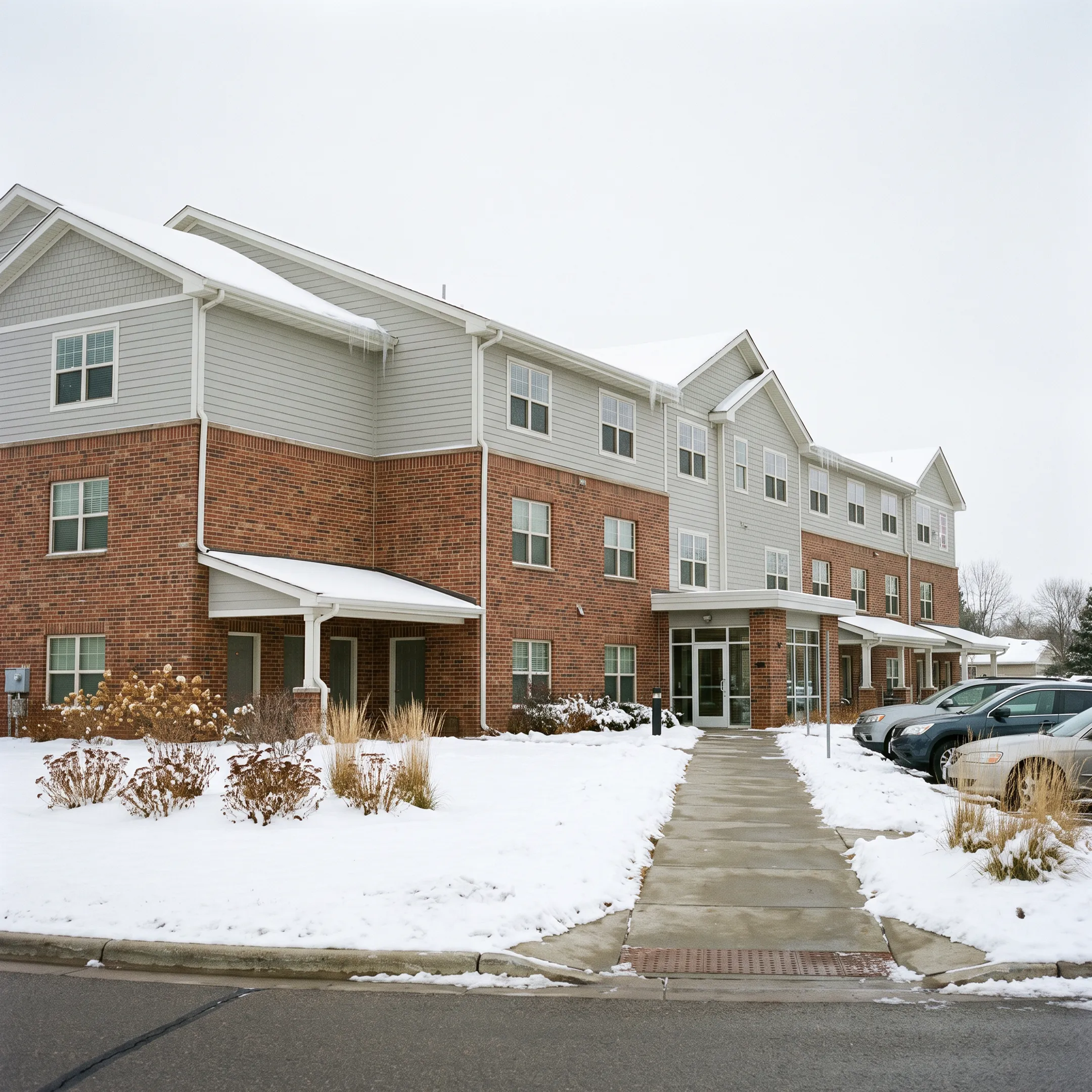 Minnesota rental apartment building during winter