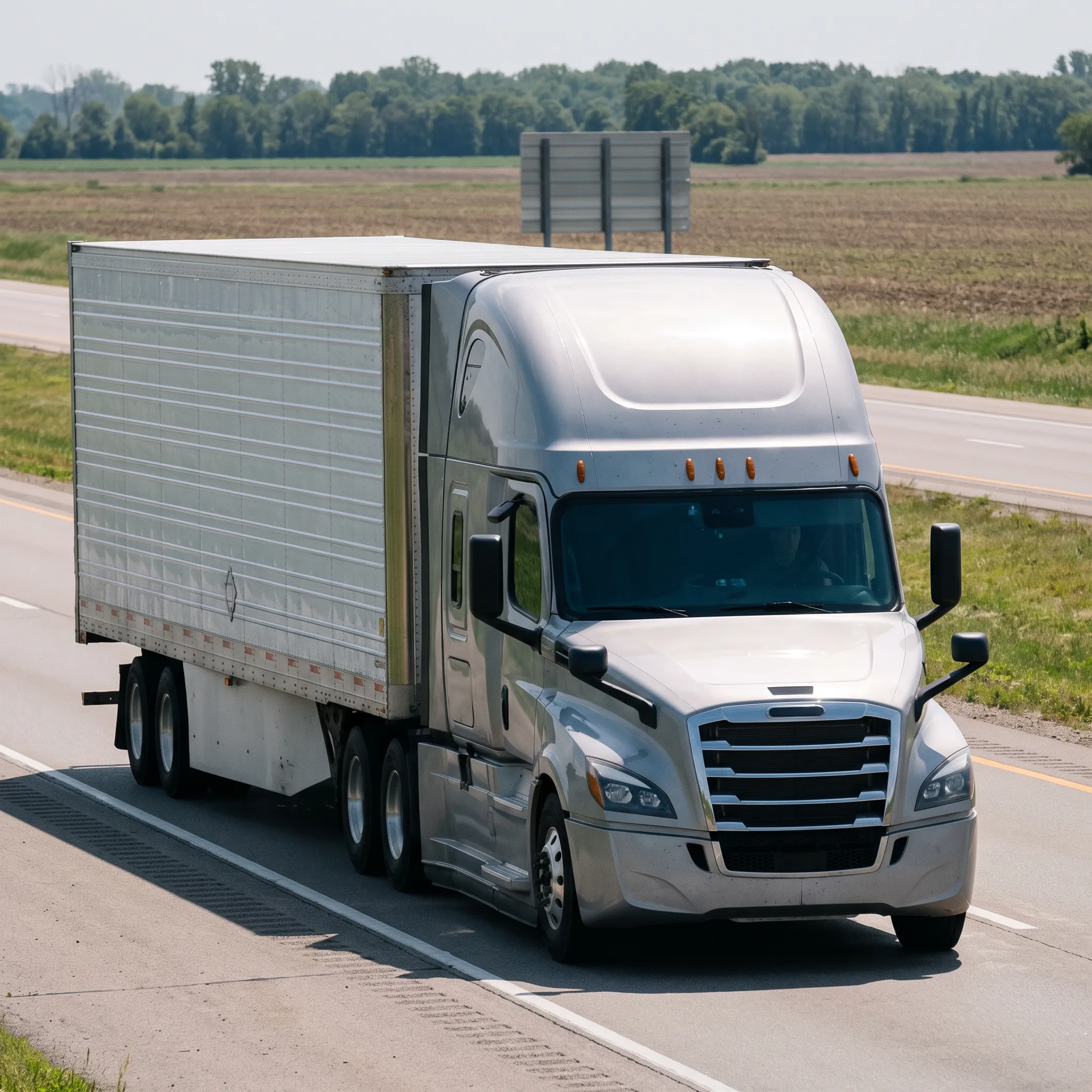 Commercial haulage transport truck carrying freight on a highway