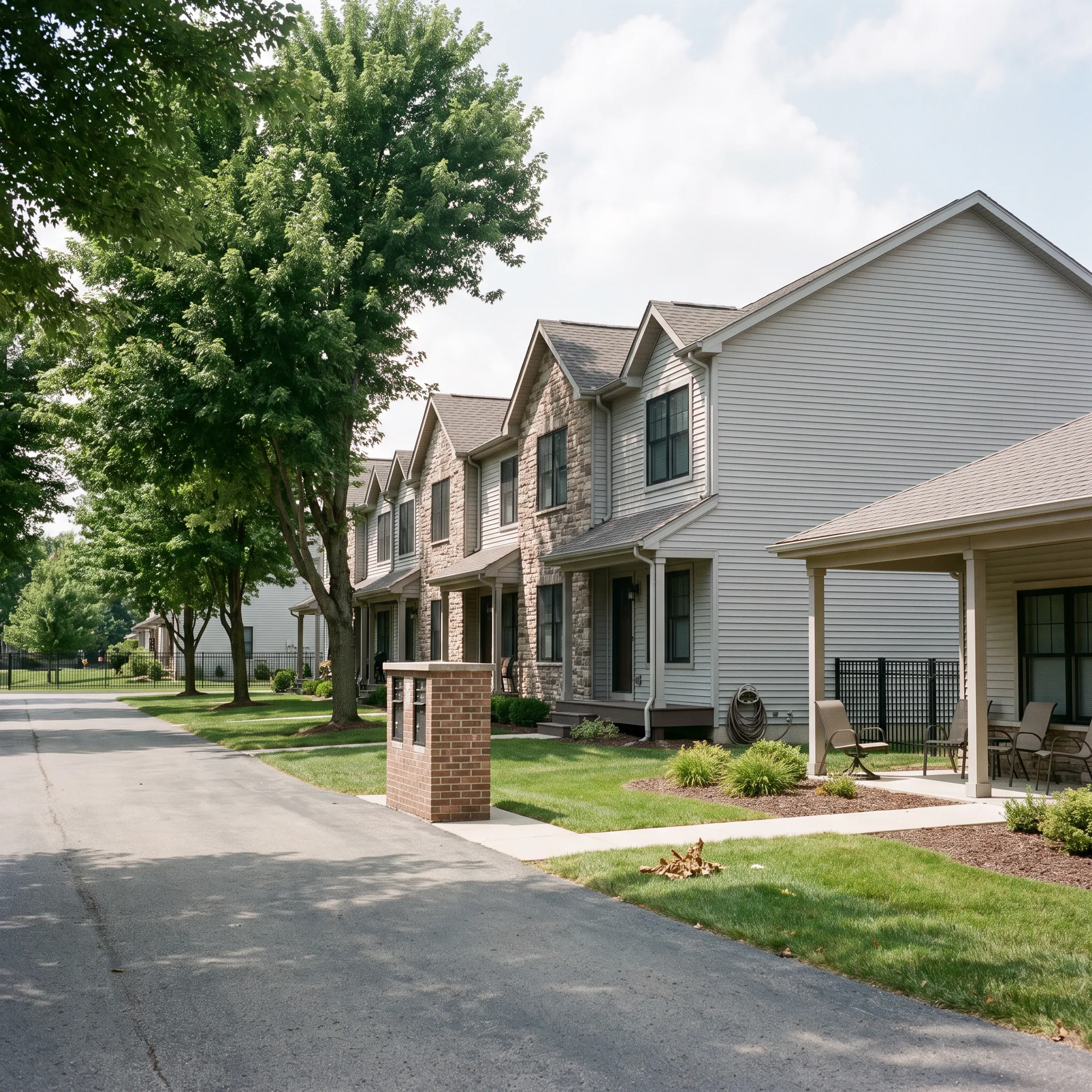 Modern residential community buildings representing homeowners association property coverage