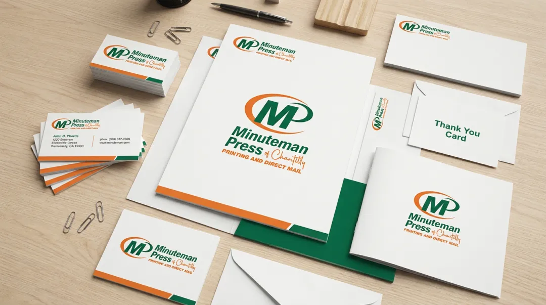 Minuteman Press business stationery suite including cards folders letterheads and booklets