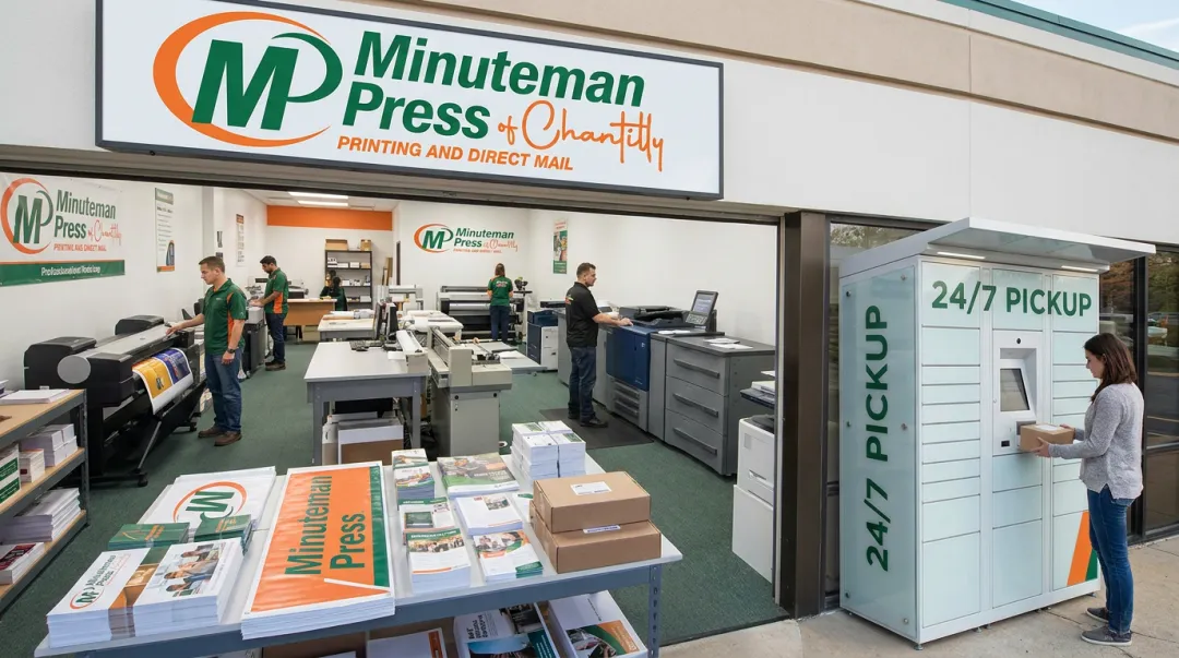 Minuteman Press Chantilly print fulfillment options including same-day production and pickup kiosk
