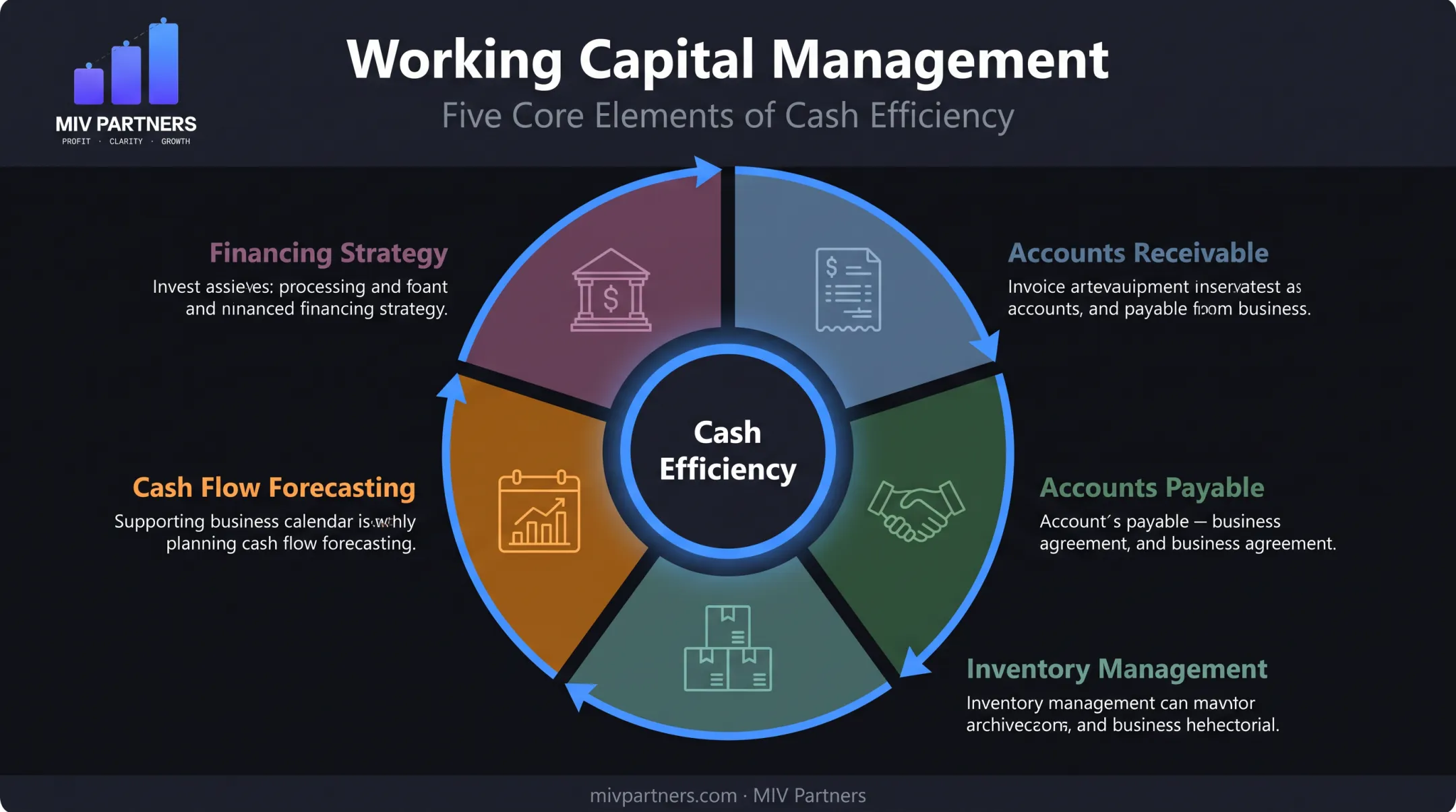 Five core elements of working capital management process wheel