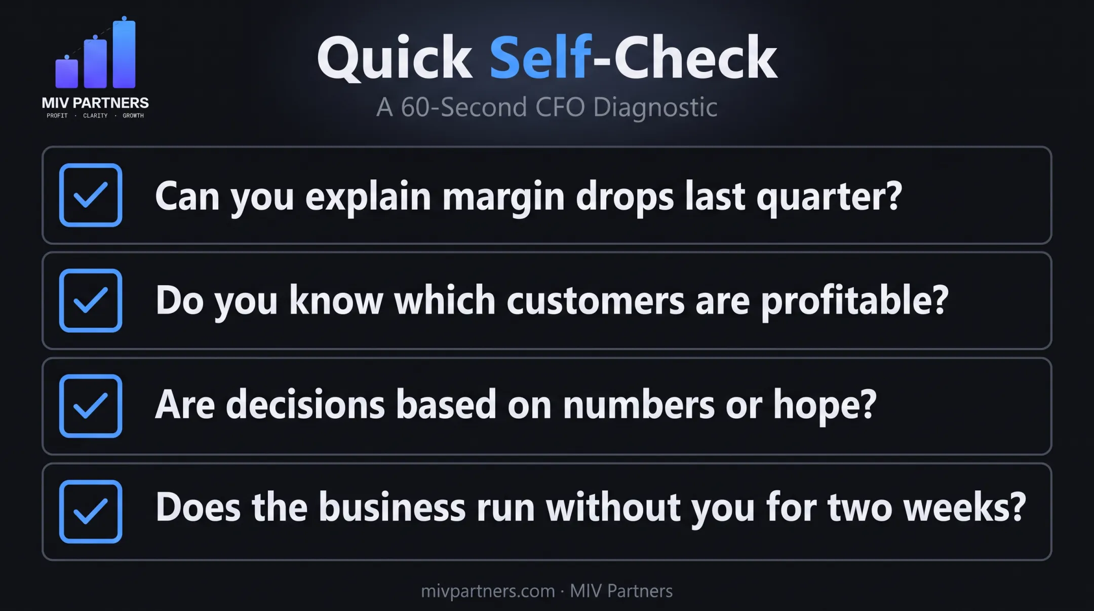 Four question self-check checklist for hiring a fractional CFO