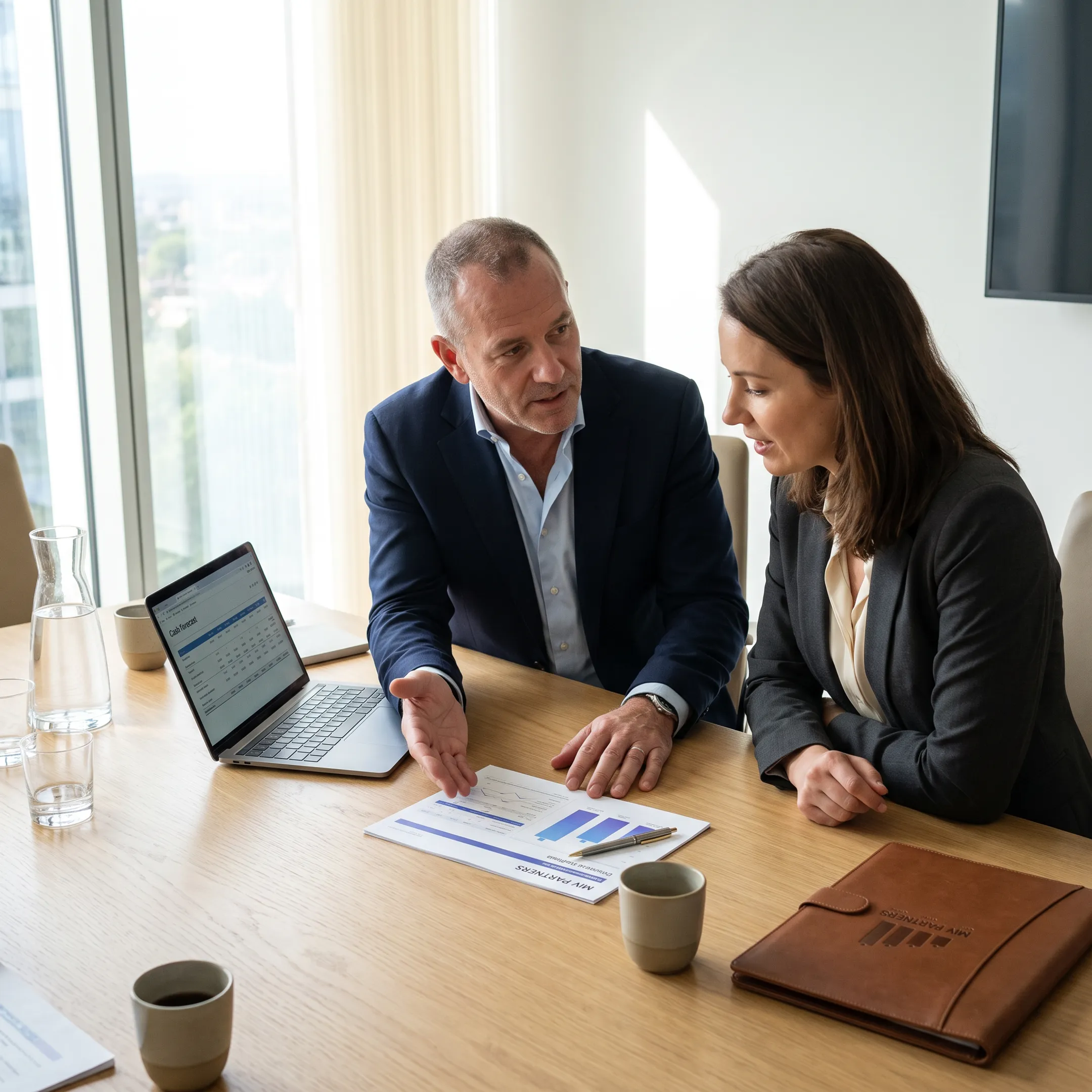 CFO advisor discussing a financial roadmap with a founder