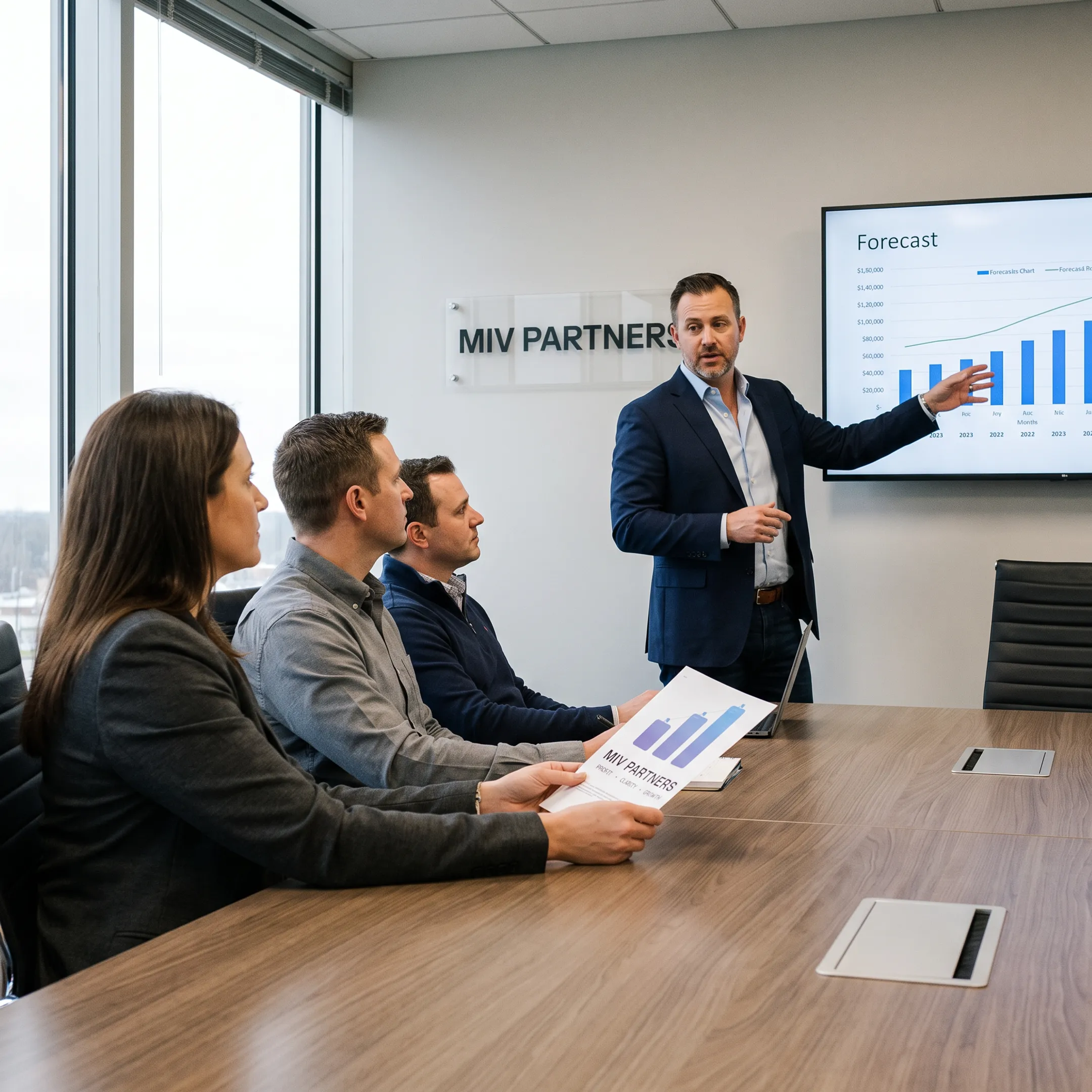 Business advisor presenting a financial strategy roadmap