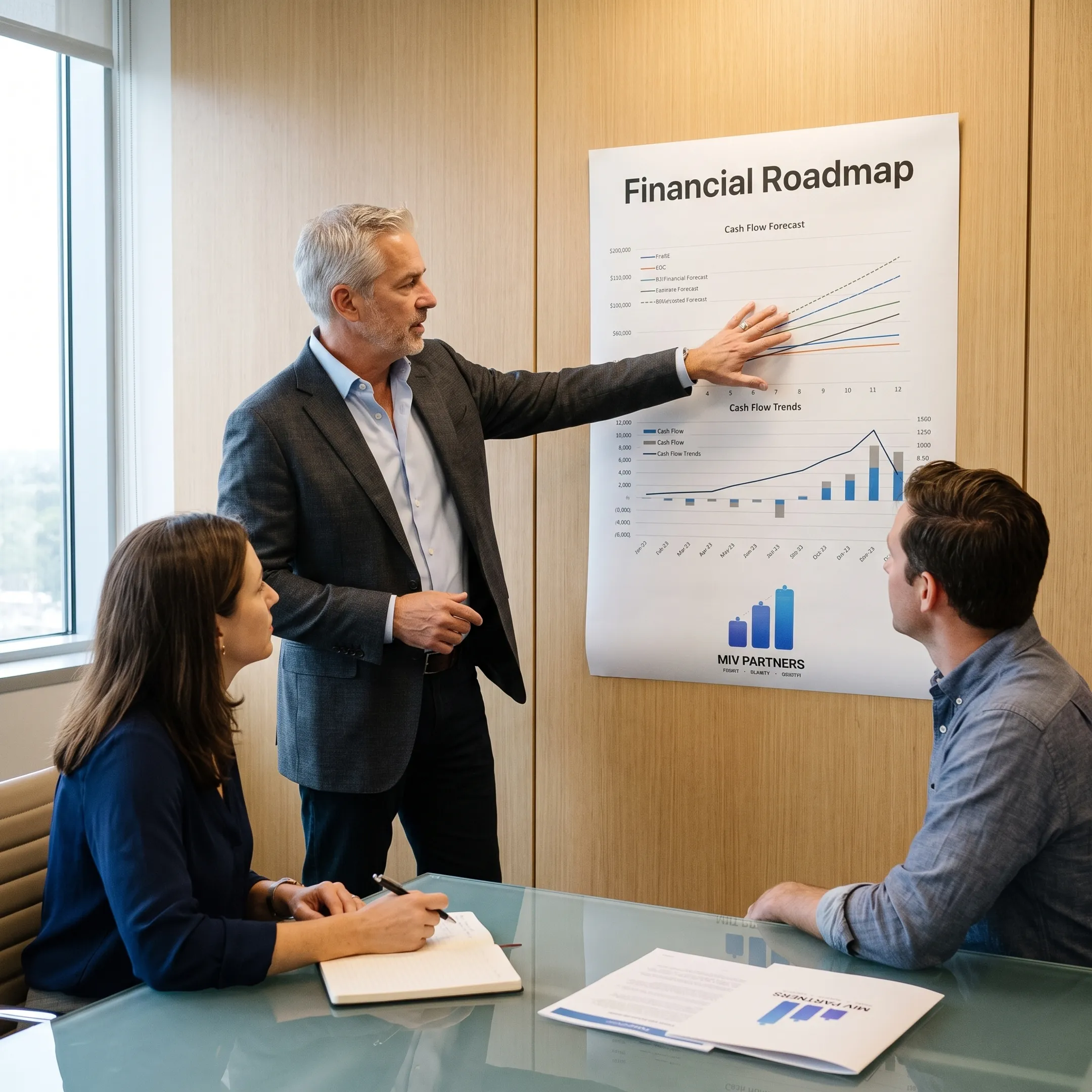CFO advisor presenting a financial growth plan