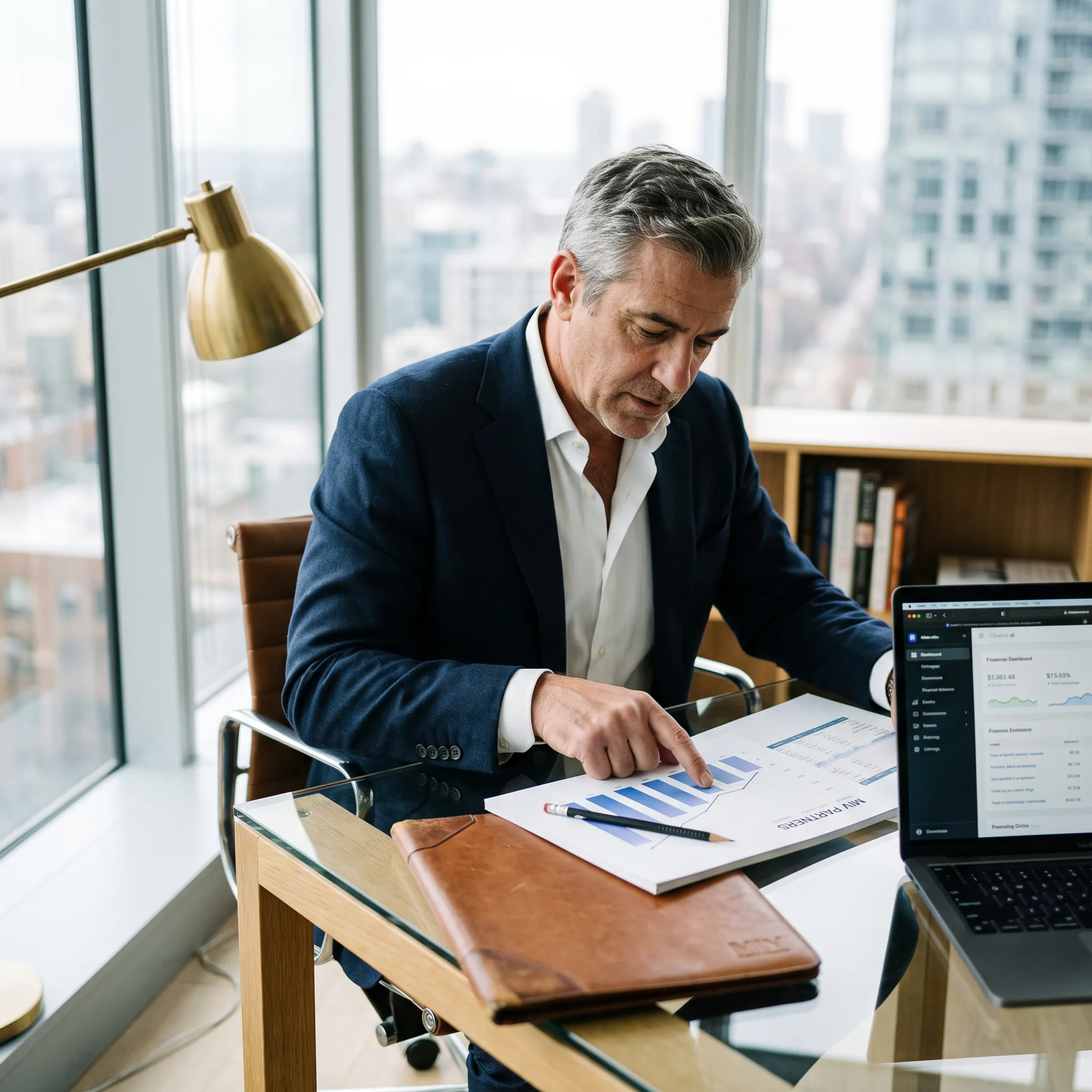 CFO advisor reviewing financial performance with a business owner