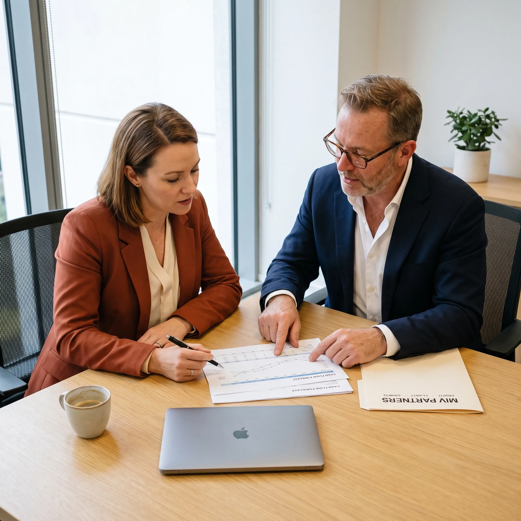 Founder reviewing financial plans with a CFO advisor