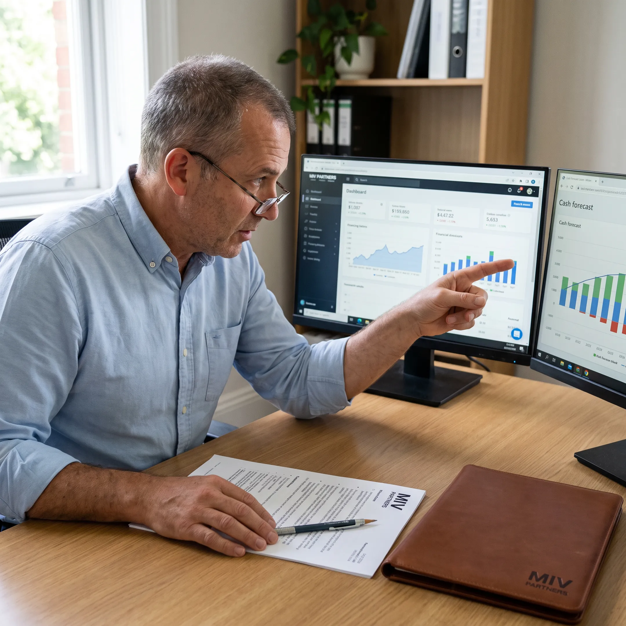 Founder and CFO advisor discussing financial strategy