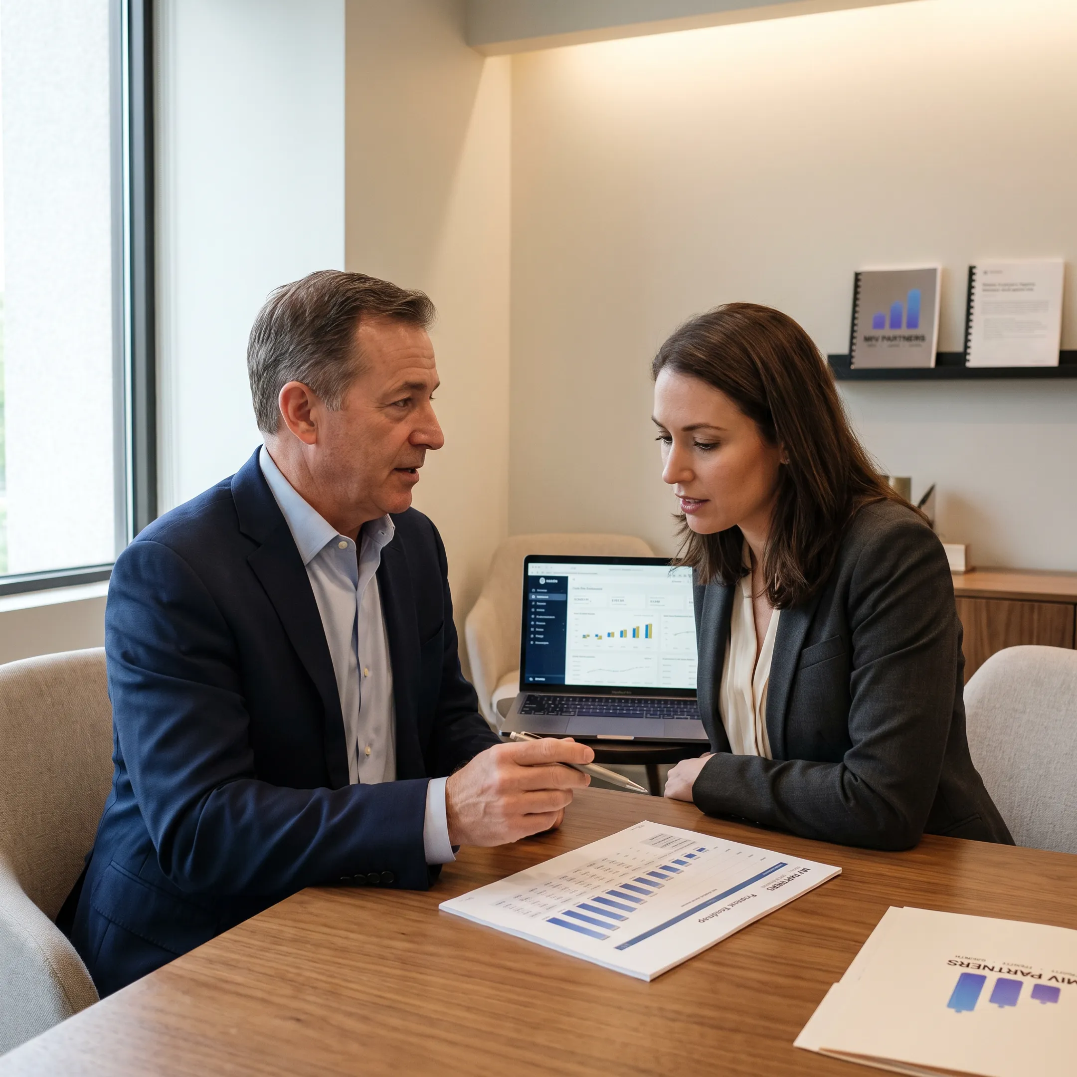 CFO advisor and founder discussing financial strategy