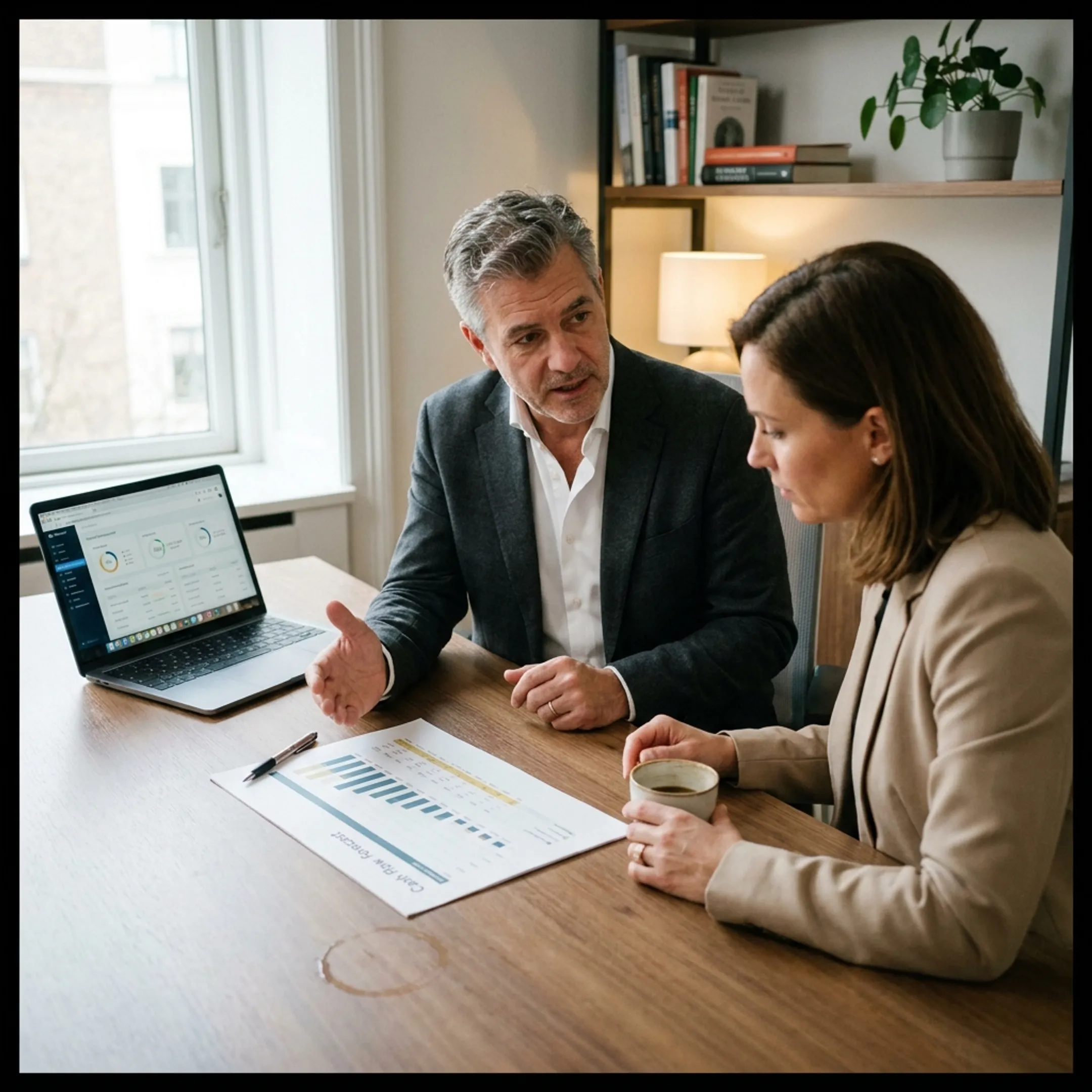 CFO advisor discussing financial strategy with a business owner