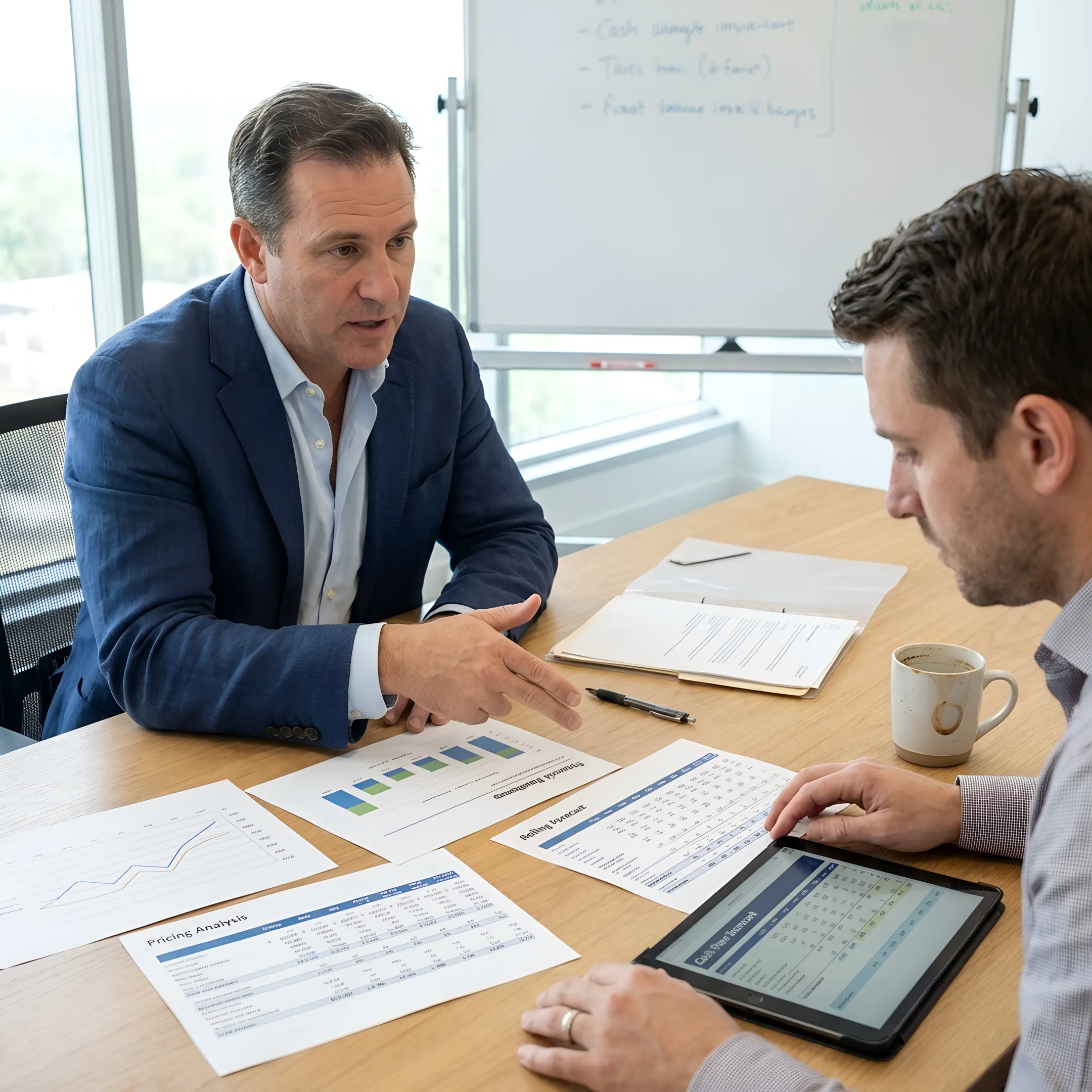 CFO advisor and founder discussing financial strategy