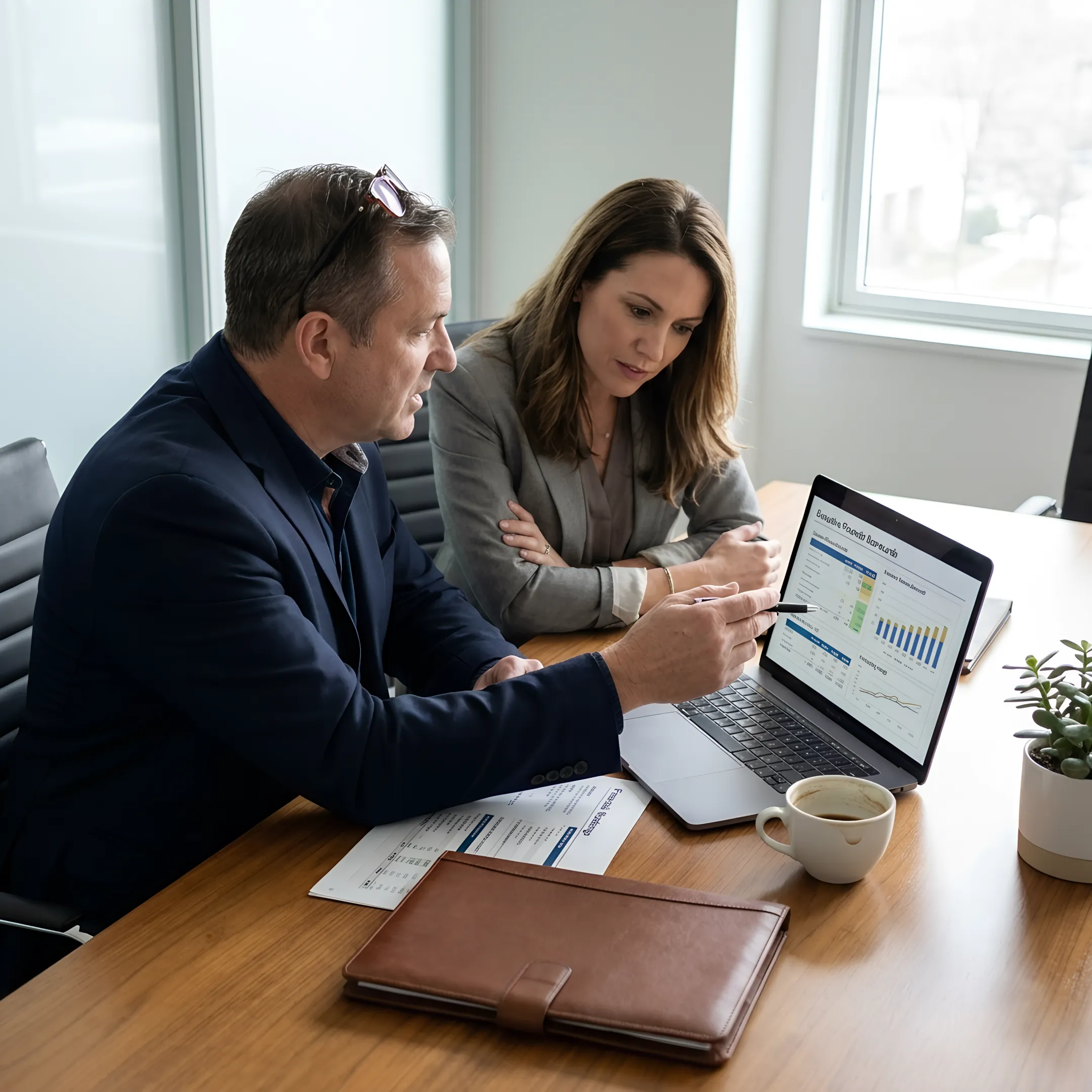 Founder and CFO advisor discussing a financial roadmap