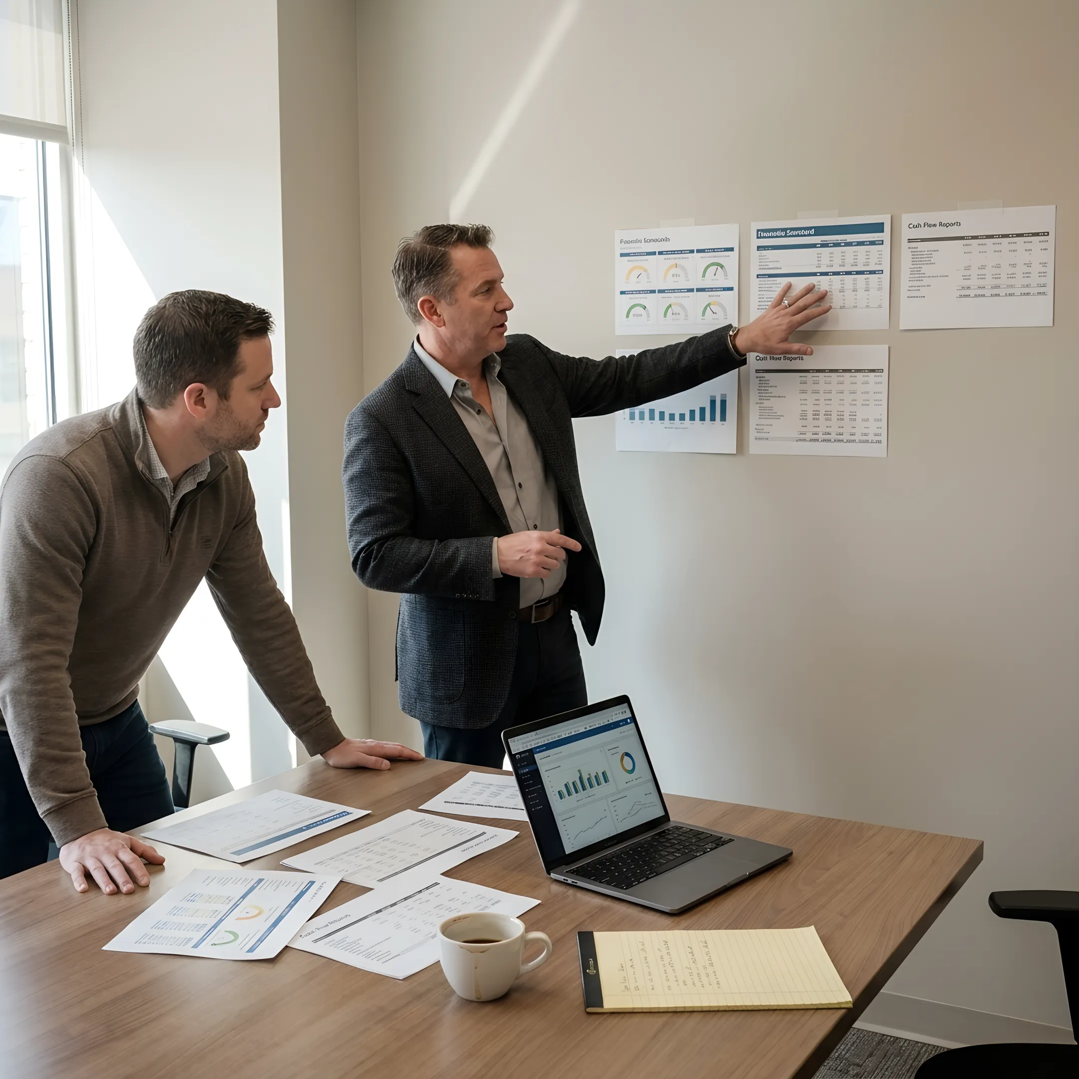 Founder and CFO advisor discussing a financial plan