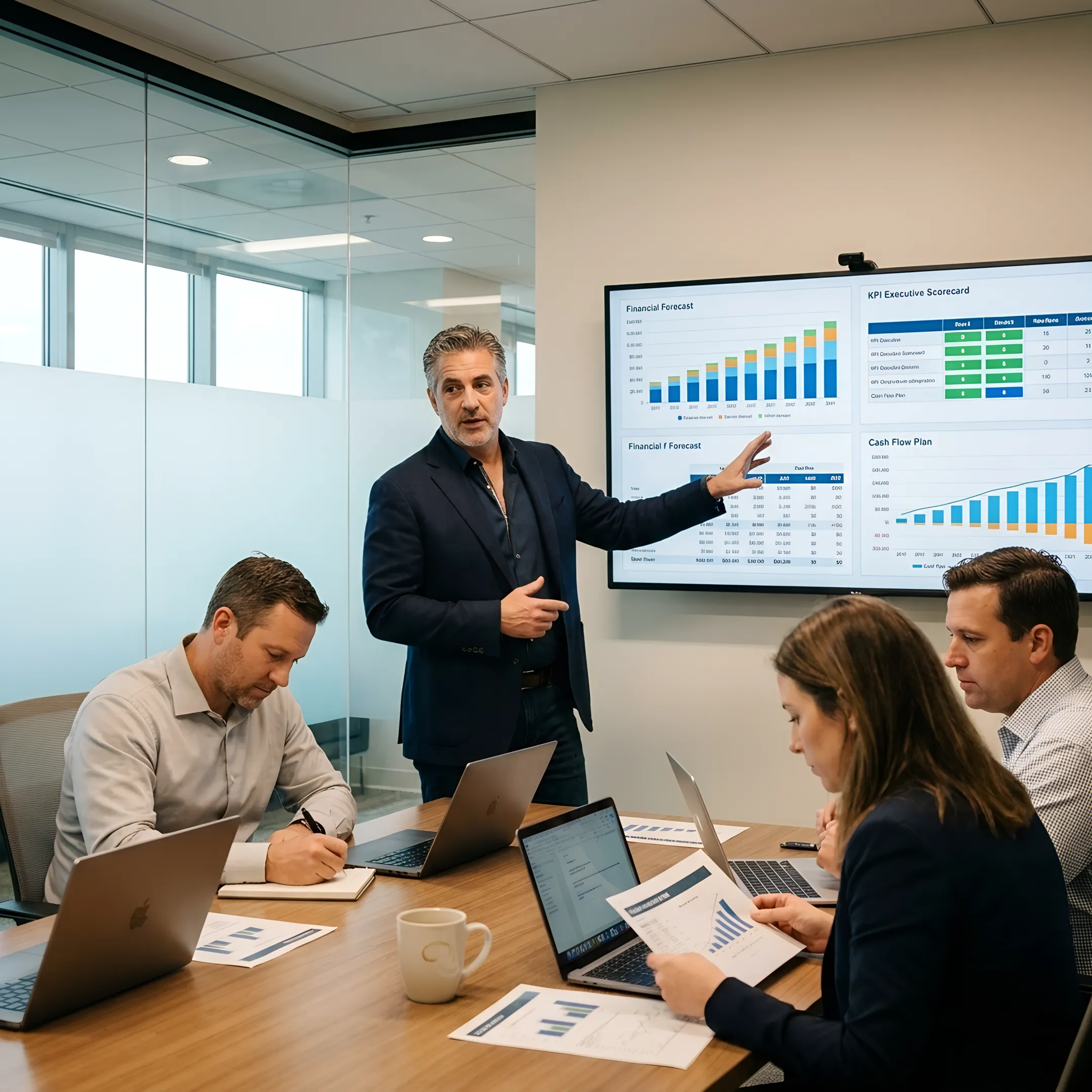 Business advisor presenting a financial strategy roadmap