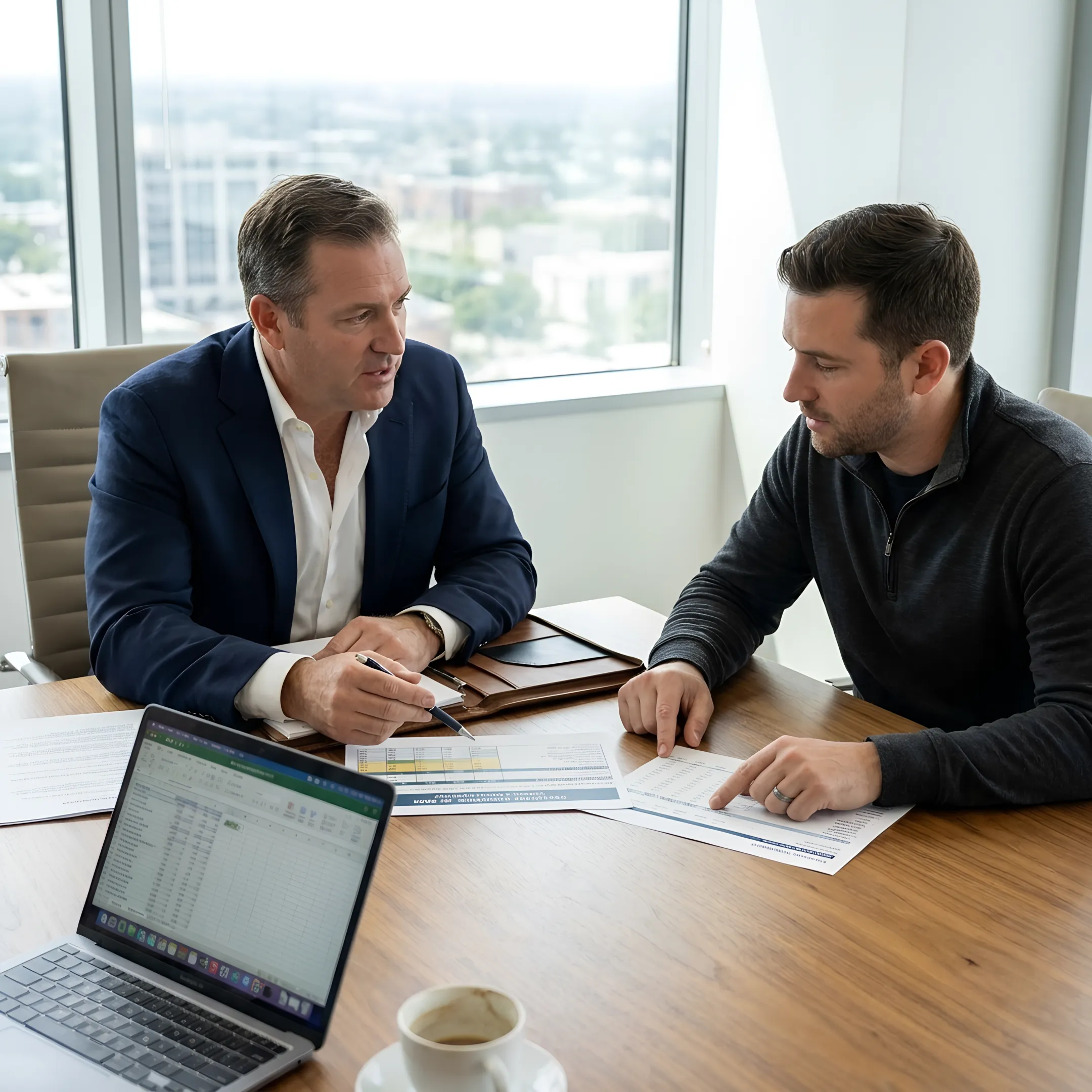 Founder and CFO advisor discussing financial strategy