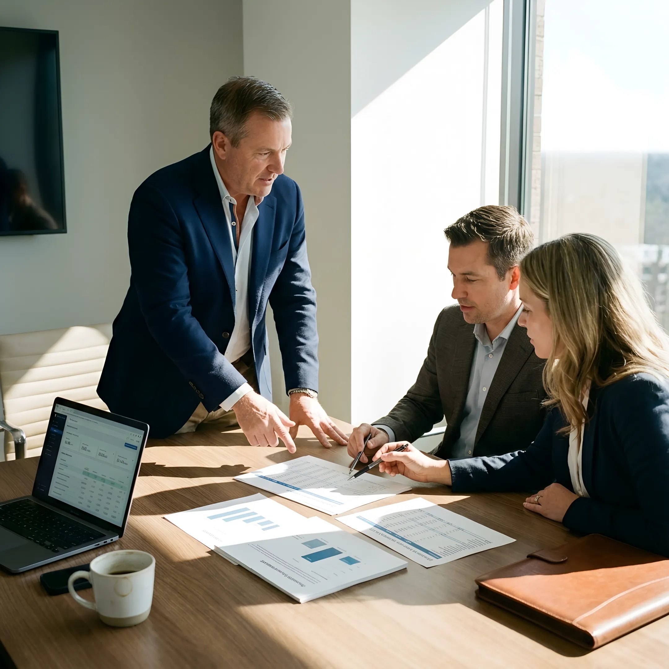 CFO advisor presenting a business financial forecast