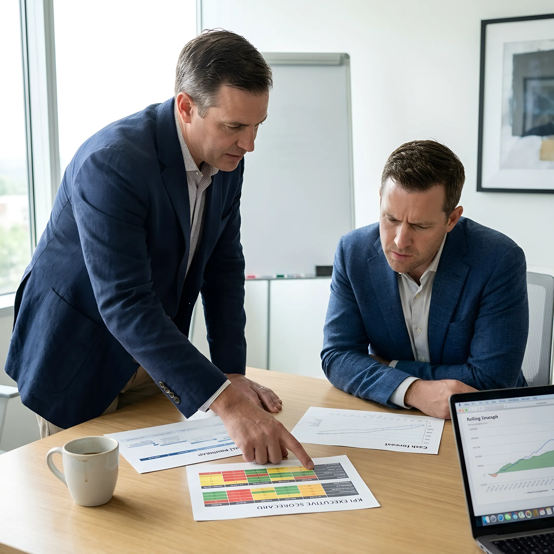 Business owner and CFO advisor discussing financial roadmap