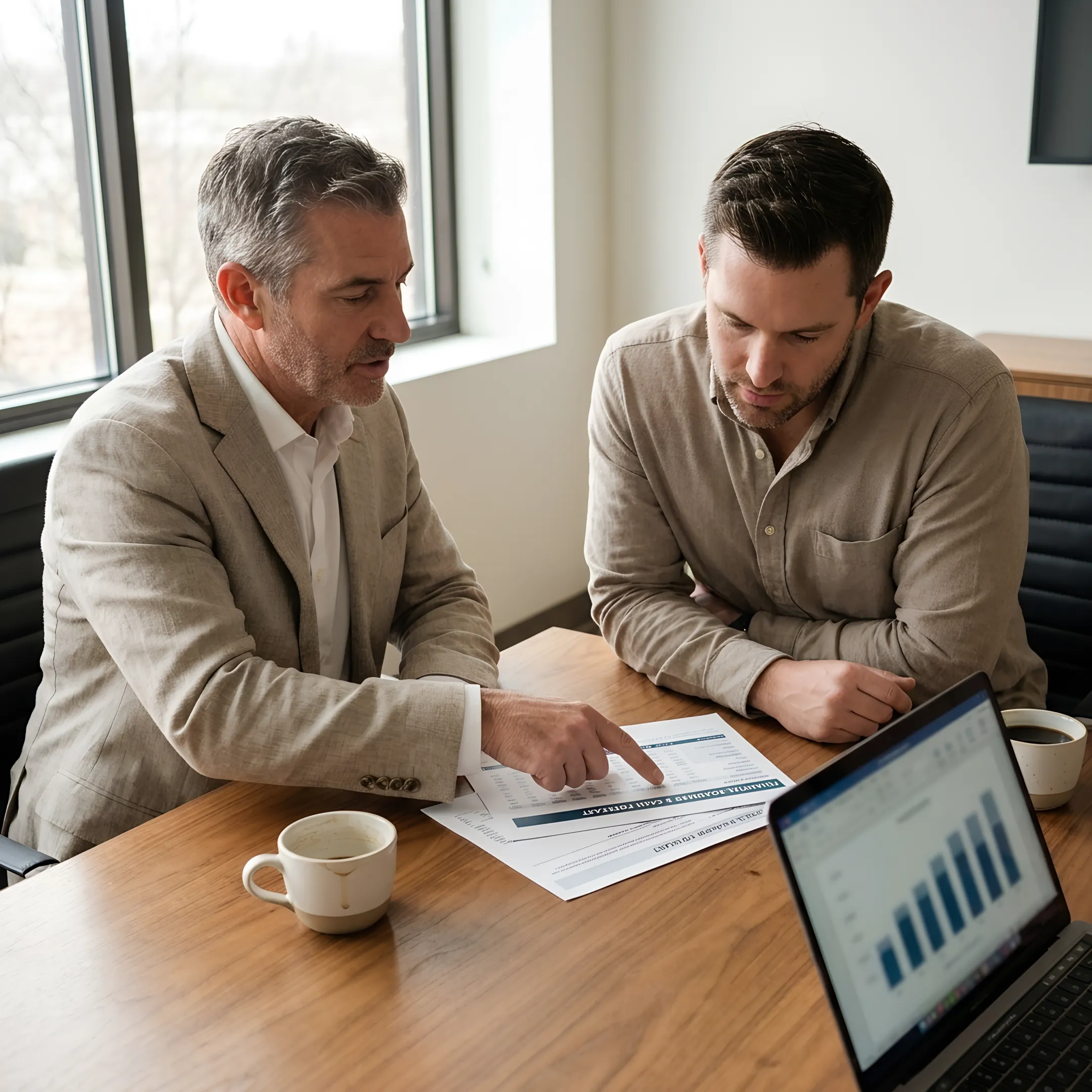 CFO advisor discussing a financial roadmap with a founder