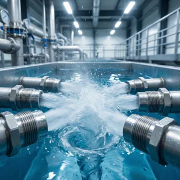 Jet mixing nozzles operating in produced water tank