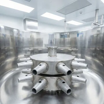 Stainless steel pharmaceutical jet mixer with multiple nozzles in sterile tank