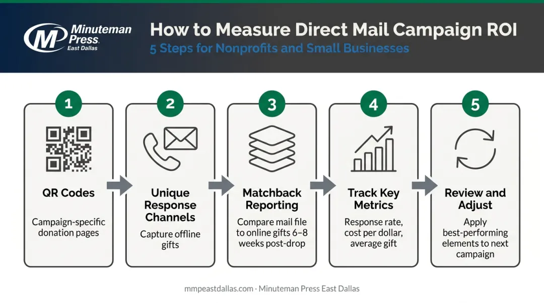 Five-step direct mail campaign tracking and attribution measurement process