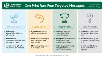 Four donor segment types and tailored VDP message strategies comparison chart
