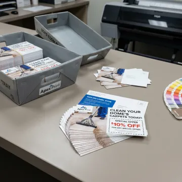 Carpet cleaning marketing postcards ready for mailing