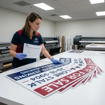 Printing real estate yard signs in a local print shop