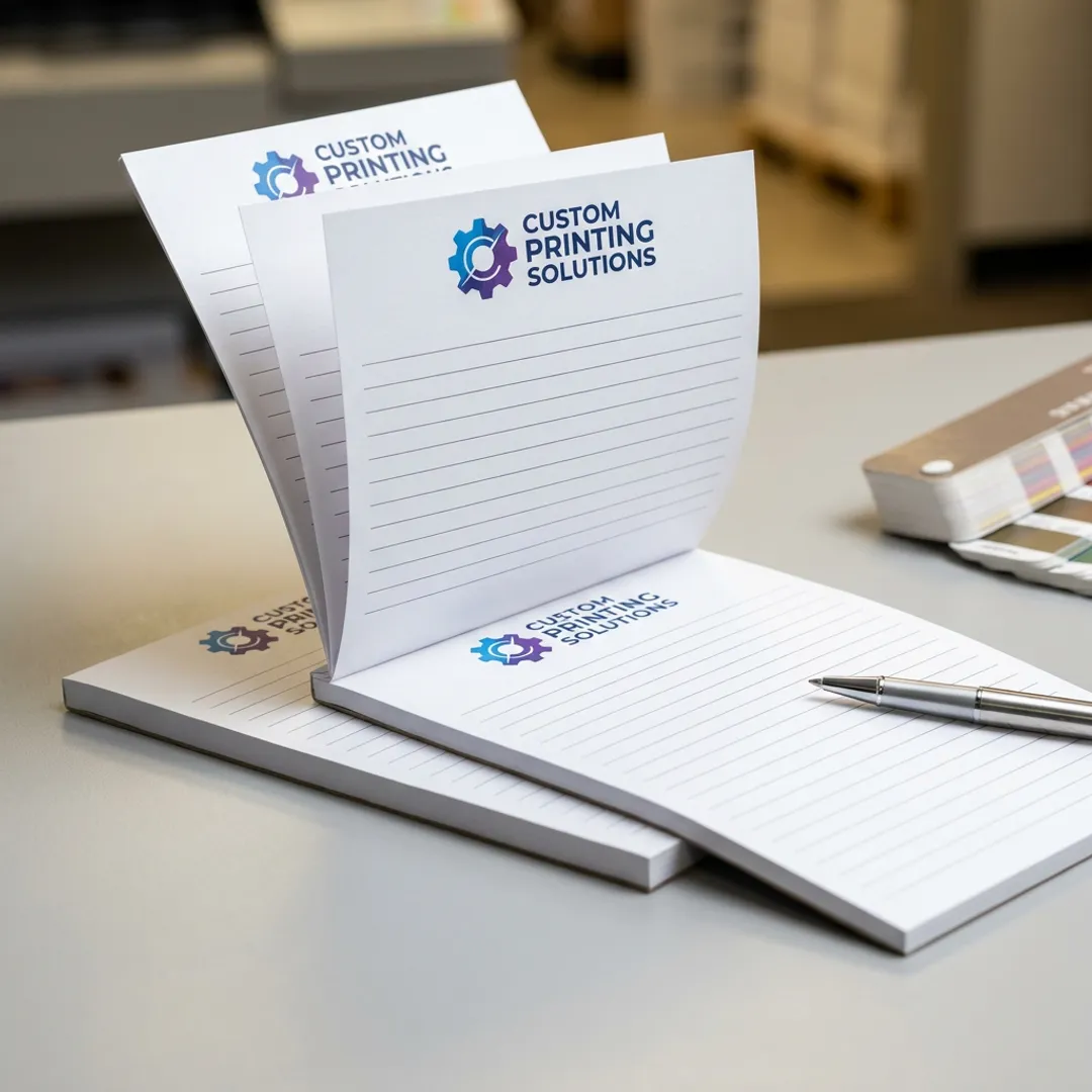 Branded notepads in a print shop
