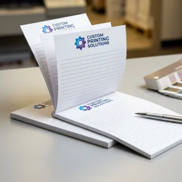 Branded notepads in a print shop