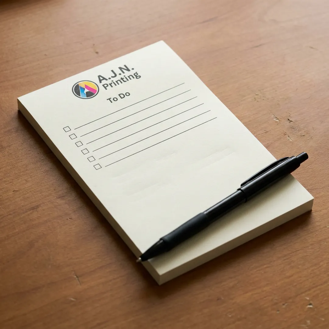 Printed to do list notepad with logo and checklist layout