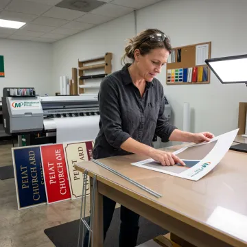 Church yard signs being reviewed before printing