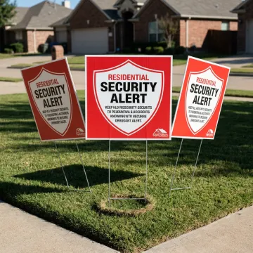 Plastic security yard sign printed in full color
