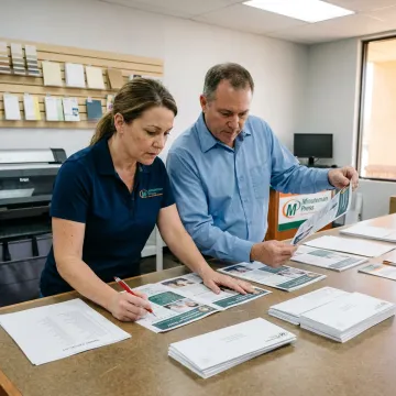 Print team preparing dental newsletter mailers