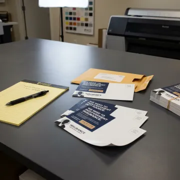 Insurance marketing postcards prepared for direct mail