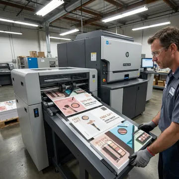 Personalized variable data postcards being printed