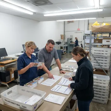 Print team preparing direct mail campaign