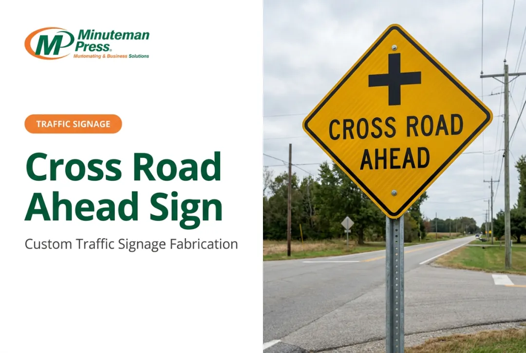 Cross Road Ahead Sign