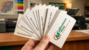 Minuteman Press cardstock weight samples for matte business cards