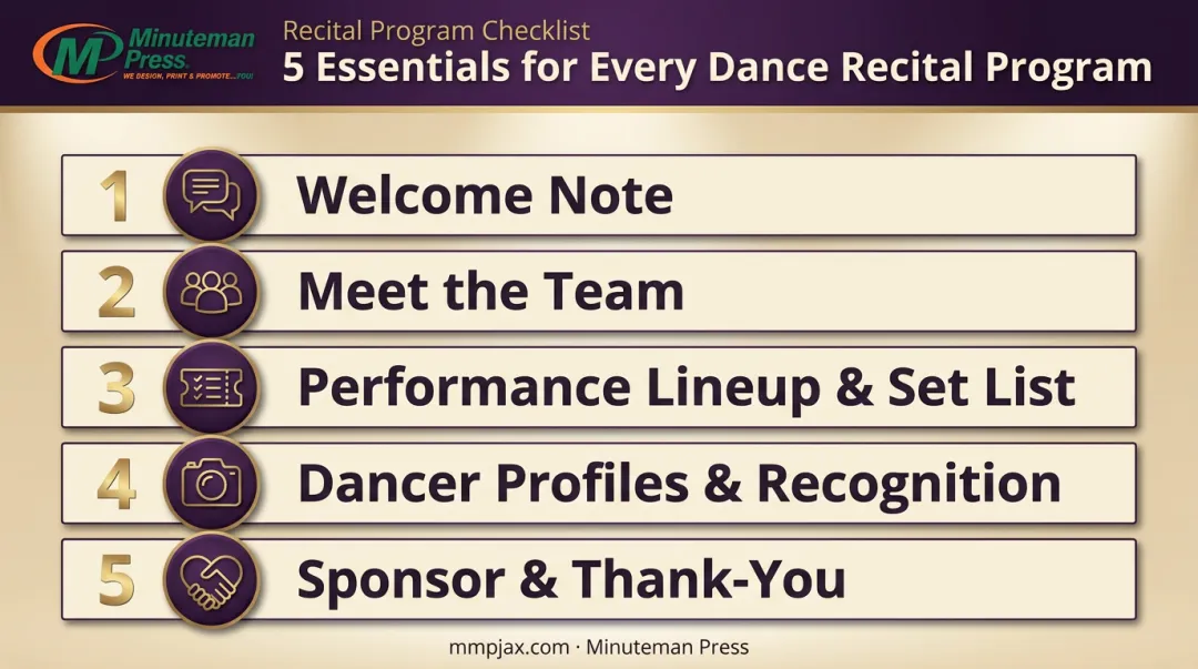 5 essential sections checklist for dance recital program content