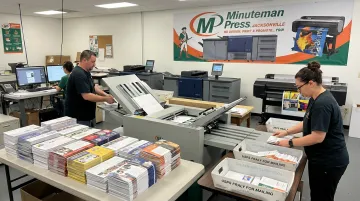 Minuteman Press Jacksonville in-house design printing folding and mailing workflow