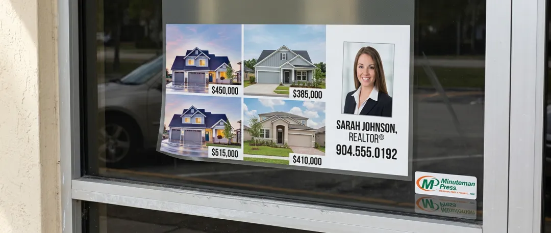 Real estate office window cling
