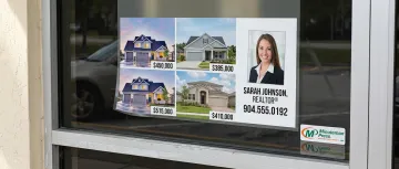 Real estate office window cling