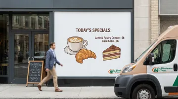 Restaurant window cling menu display
