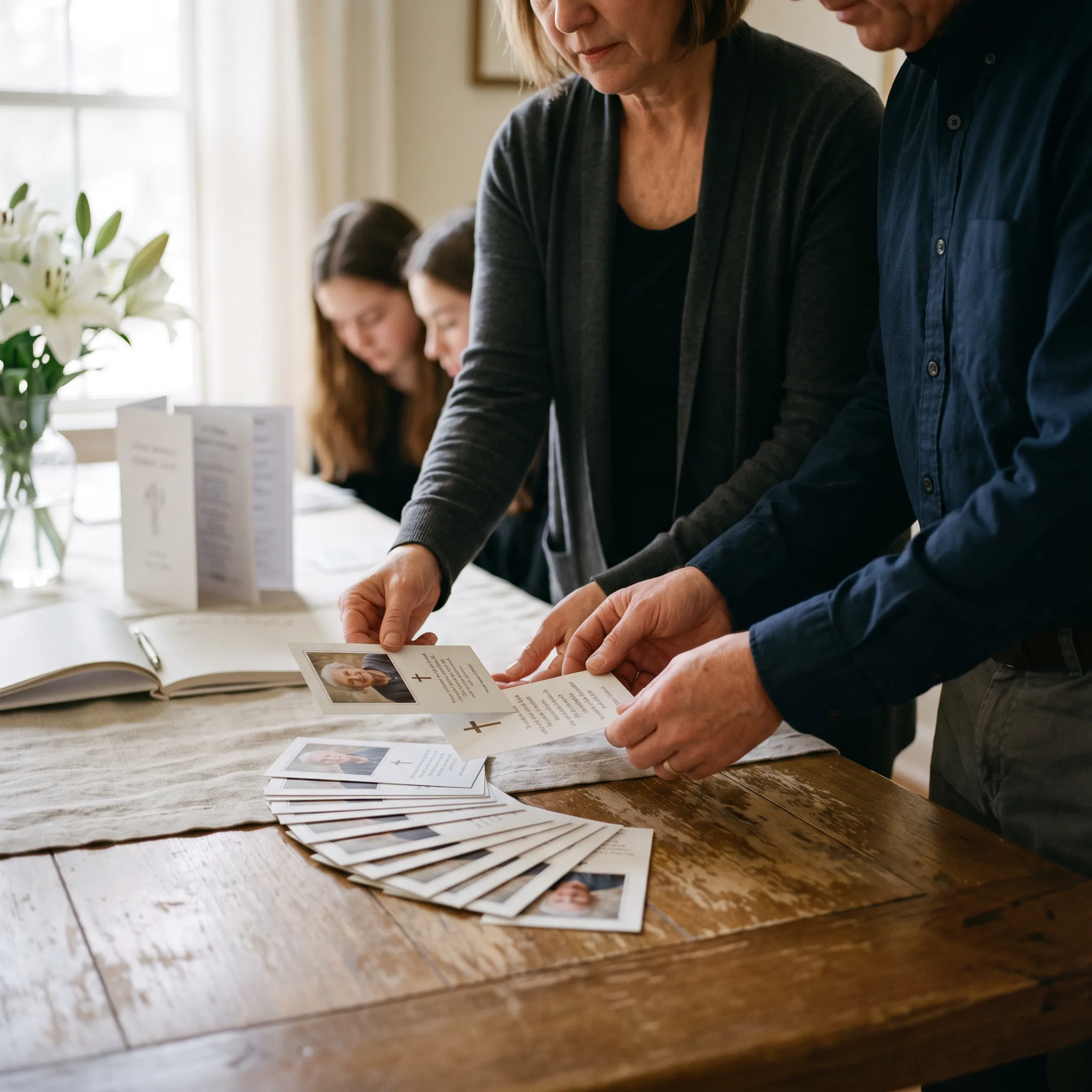 Family memorial prayer cards