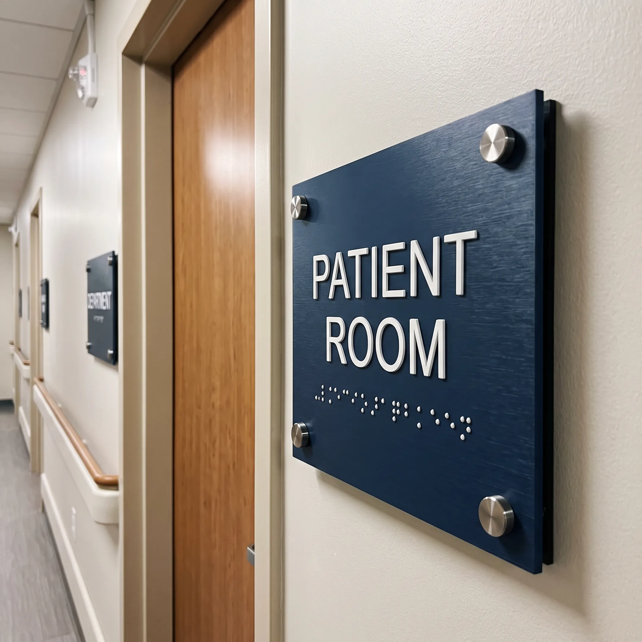 Healthcare facility door signage