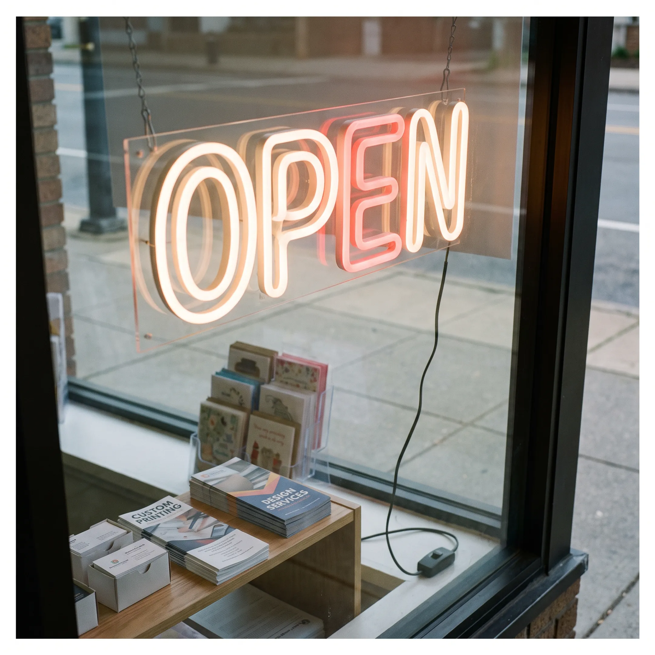 LED Open Sign in a retail storefront